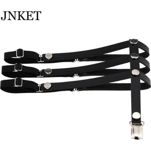JNKET New Punk Rivets Sexy Womens Garters Strap PU Leather Three Rows Leg Rings Elastic Leg Belt Rock Anime Suspenders Straps