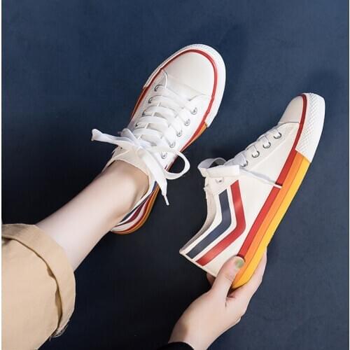 2019 Fashion Summer Sneakers Womens Canvas Rainbow Shoes Casual Women Shoes Sneakers Female Vulcanize Flatsshoes Canvas