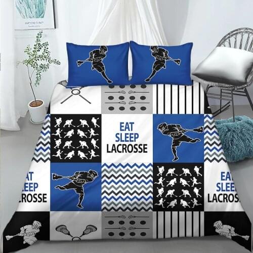 Lacrosse POD Pattern Bedding Set Adult Twin Bed Duvet Cover Bedroom Accessories Pillow Case Comforter For Kids Boys Teens Quilt