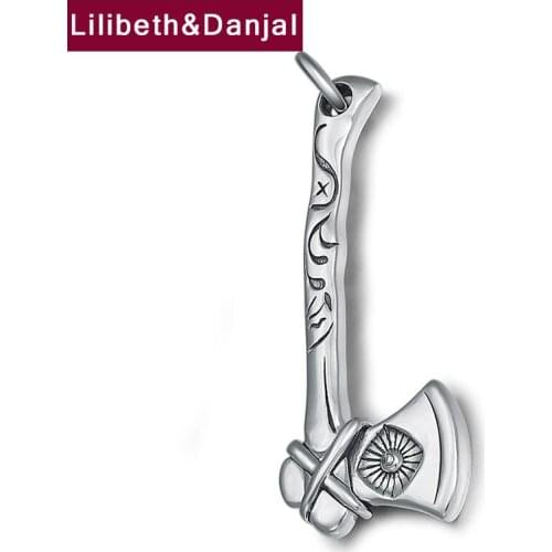 Creative Letter Axe Necklace Pendant Real 925 Sterling Silver Vintage Fashion Punk Fine Jewelry Women Men 2021 Free Shipping P16