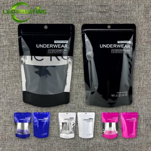 Leotrusting 50pcs 4 Colors General Glossy Garment Zip Lock Bag Eco-Frinedly Plastic Window Hang Bag Underwear Outside Pack Bag