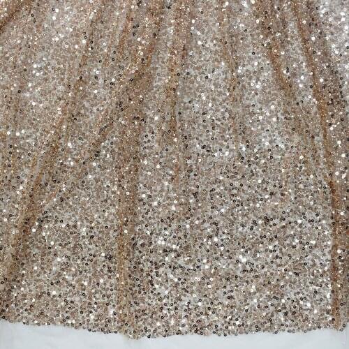 2021 HOT Rose Gold Beaded Bridal Lace Embroidery Fabric African Sequins Lace HY1445