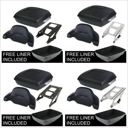Motorcycle 10.7" Chopped Pack Trunk Backrest +Rack For Harley Tour Pack Touring Road King Street Glide Road Glide 14-19 18