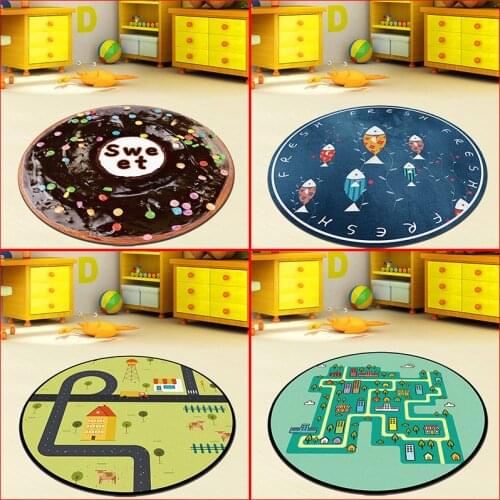 Cartoon Round Floor Mat for Living Room Bedroom Super Soft Computer Chair Balcony Study Coffee Table Modern Home Decor Area Rug