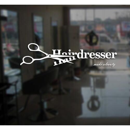 Hair Salon Wall Decal Beauty Salon Scissor Sticker Barber Shop Vinyl Wall Decals Decor Mural Hairdresser Glass Window Sticker