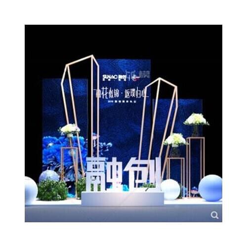 New wedding abnormity frame stage background decoration screen welcome prop wrought iron flower frame geometric arch
