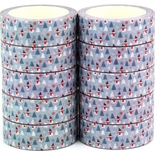 NEW 10pcs/lot Decorative Christmas snowman White tree Washi Tapes Scrapbooking Stickers Masking Tape Kawaii Papeleria Wholesale