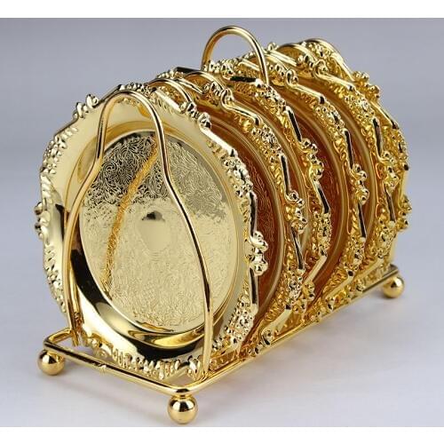 Cup Pad Alloy High-grade Home Decoration Zinc Series 6PIECES Coffee Cup Pad Cup Plate Cup Pad Thermal Insulation Pad