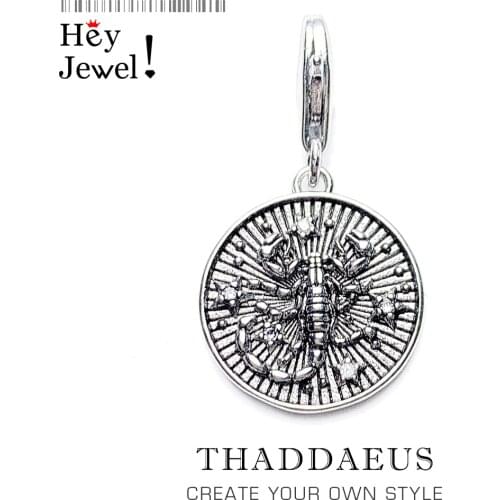 Zodiac Sign Scorpio Pendants Charm Fit Bracelet 2019 Summer Fashion Beliefs Solid Silver Pendant Jewelry Bijoux for Women Men