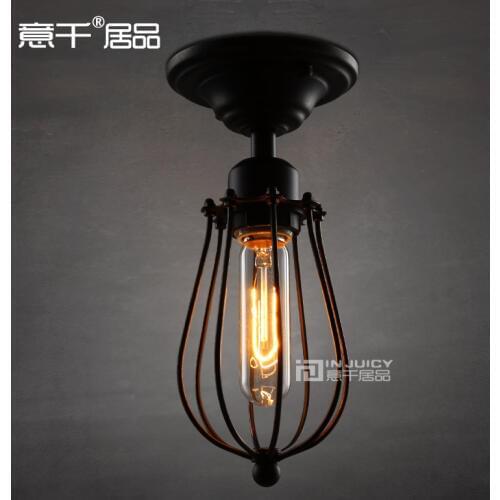 Edison Vintage Style Industrial Black Rust Mini Wire Cage Ceiling Light With T10 Bulb For Cafe Bar Hall Coffee Shop
