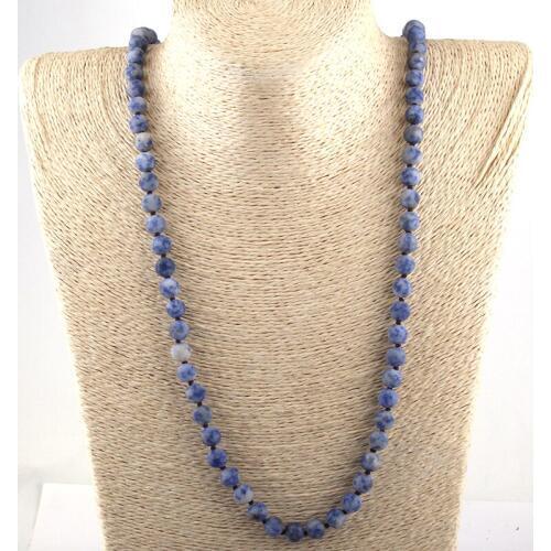Drop Shipping Fashion Jewelry Frosted Onyx Semi Precious Stones Bead 88CM Long Knotted Necklace