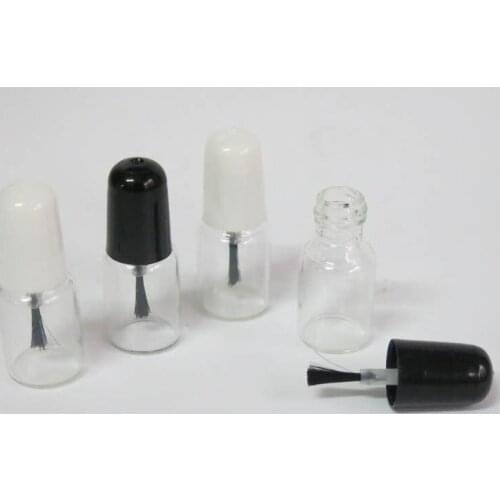 Empty nail polish bottle bottles with white black lid 3ml Small Glass Nail Polish Bottle,Mini Glass Bottle F121
