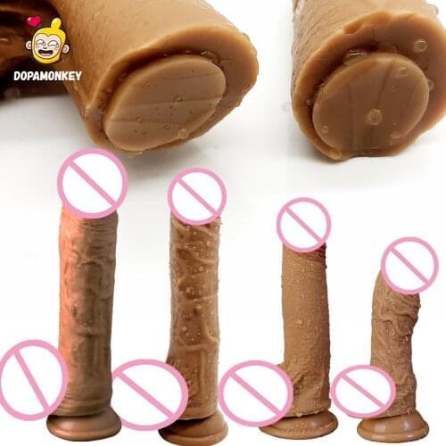 DOPAMONKEY Realistic silicone dildo Double Layer Liquid Silicone Suction Cup Skin feeling Penis Sex Toys for Woman Masturbation