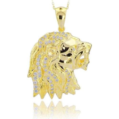 Roaring Lion Necklace 925 Sterling Silver Unisex Silver Necklace
