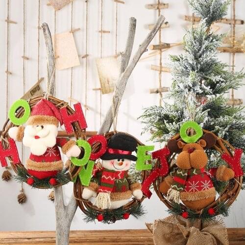Christmas decorations cartoon rattan ring pendant three-dimensional doll garland ornaments tree hanging pieces window dressing