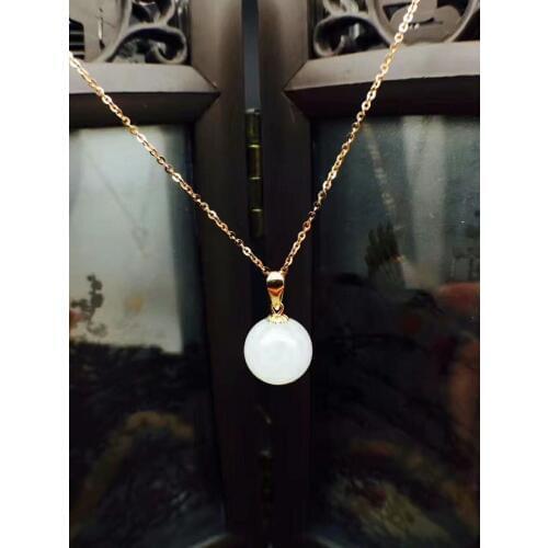 SHILOVEM 18k rose gold Natural white Jasper pendants classic fine Jewelry women wedding no send necklace wholesale yz101066hby