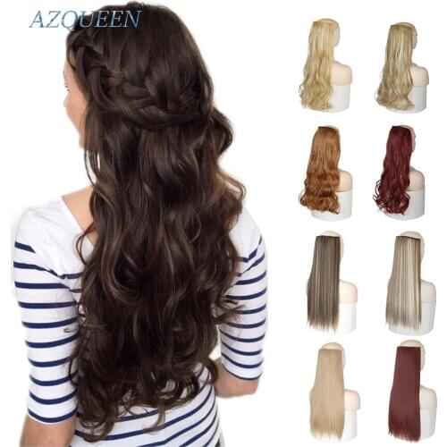 Long Straight 5 Clip in Synthetic Hair Extensions Black Brown High Tempreture Pink Blue Red Hair Piece Bulk