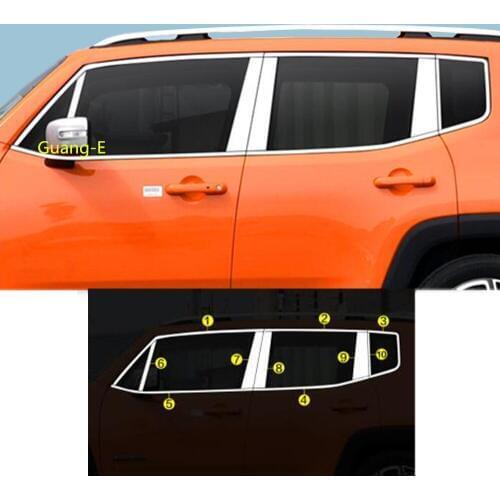 Car Styling Body Stainless Steel Glass Window Garnish Pillar Middle Column Strip Trim For Jeep Renegade 2016 2017 2018 2019 2020