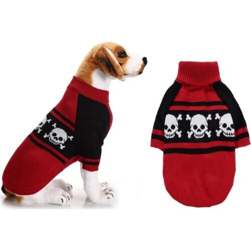 Halloween Dog Sweaters Skull Printed Turtleneck Puppy Sweater For Spring Autumn Small Large Dogs Coat XXS-XXL ropa para perro