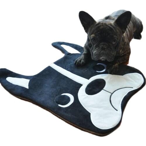 Swag Cool Plush Bulldog Dog Floor Mat Cute Cartoon Black and white Dismissive expression Pug play mat for Puppy Cat Mat for Pets