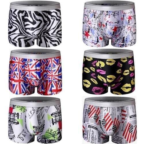 6 pcs underpants man Ice silk men underwear boxer shorts Seamless design mens boxers fashionable boxer for men sexy mens pantie