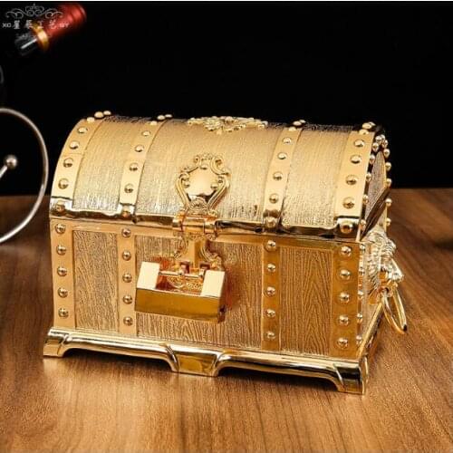Vintage Gold plated Pirates of the Caribbean Treasure jewelry box organizer alloy Metal Jewelry Case Jewelry storage box Z081