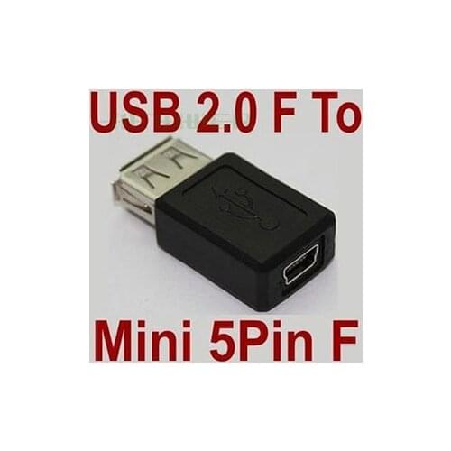 High Speed USB 2.0 Type A Female to Mini USB 5pin B Female Converter Connector Charger Transfer Data sync Charging Adapter300pcs