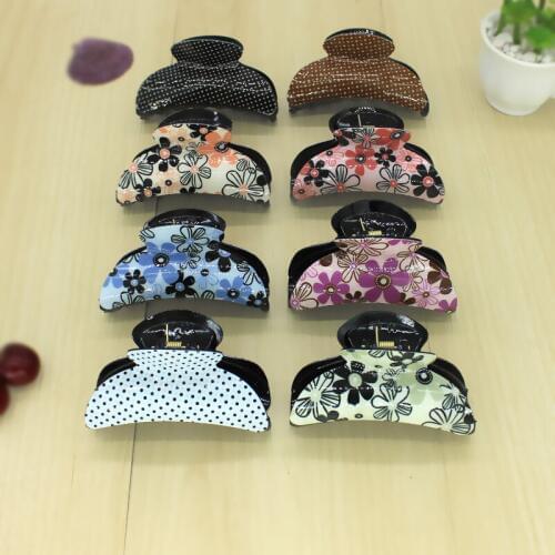 Fashion Large 9cm Hair Clip Flower Printing Hair Claws Acrylic Solid Hair Clips For Girl Hairpins Hair Accessories Headwear