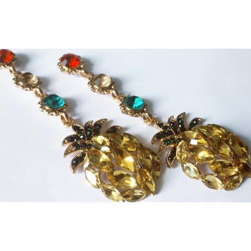 Pineapple Rhinestone Statement Earring Boho Fashion Crystal Drop Dangle Earrings for Women party Jewelry gifts oorbellen 2019