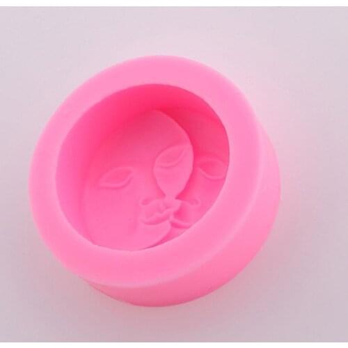 1Pcs Pink Soap Mold Round Shape Sun Moon Faces Silicone Baking Cake Decorating Kitchen DIY Mold Tool Fondant Tools Chocolat Y3Z8