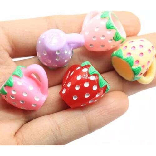 10 pcs strawberry cups/miniatures artificial cup/artificial fruit bottles/fairy garden gnome/terrarium decor/doll house decor