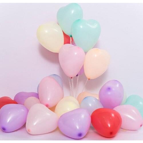 100pcs Colorful Pearl Mixed Color Heart Shape Latex Balloon Wedding Birthday Party Decoration Child Kids Toy Air Balloons
