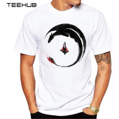 2019 TEEHUB Mens Fashion Viking Dragon Emblem Printed Short Sleeve T-Shirt Hipster O-neck Design Tops Cool Desgin Tee