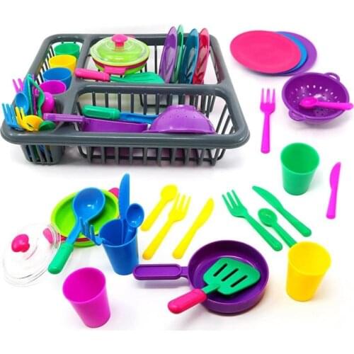 28pcs Children Cutlery Role Play Toys Set Pretend Play Tableware Toy set DIY Play House Simulation Tableware Dolls Toy For Kids