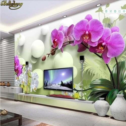 Beibehang 3d wallpaper Custom Wall paper Mural Phalaenopsis 3D Stereo TV Background wall papers home decor papel de parede