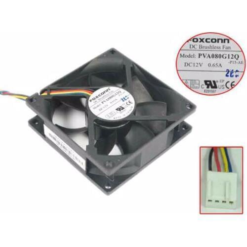 Foxconn PVA080G12Q P15 DC 12V 0.65A 80x80x25mm 4-wire Server Cooling Fan