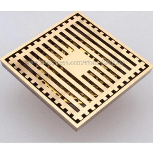 Antique Brass Floor Drain Cover Shower Square Waste Grate Strainer Hair Bathroom Bath Accessories Khr026