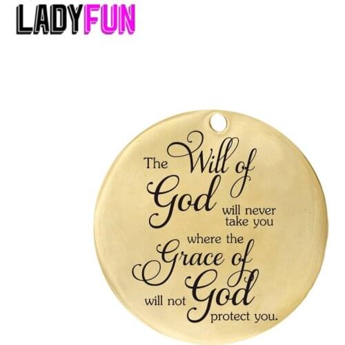 Ladyfun Stainless Steel Charm God Grace Pendant The Will of God will never take you ... Charms for jewelry making