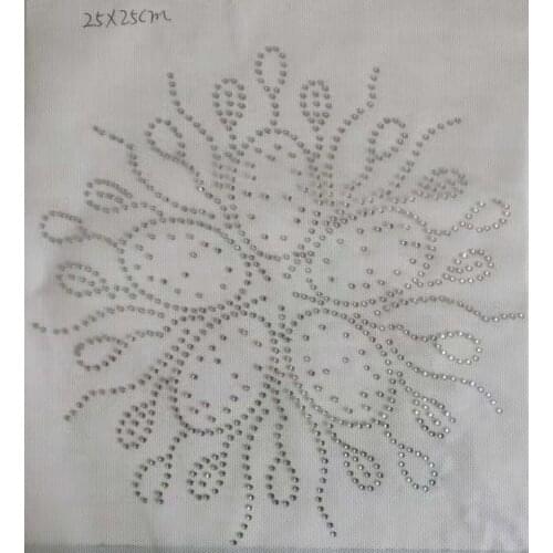 Flower decor rhinestones patch designs iron on transfer hot fix rhinestone transfer motifs iron on applique patches shirt