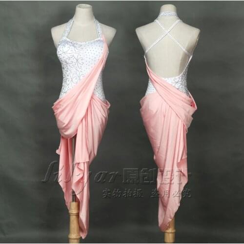 Girls latin dance performance clothes spandex stones dress latin dance suit women latin dance set Competition costumes
