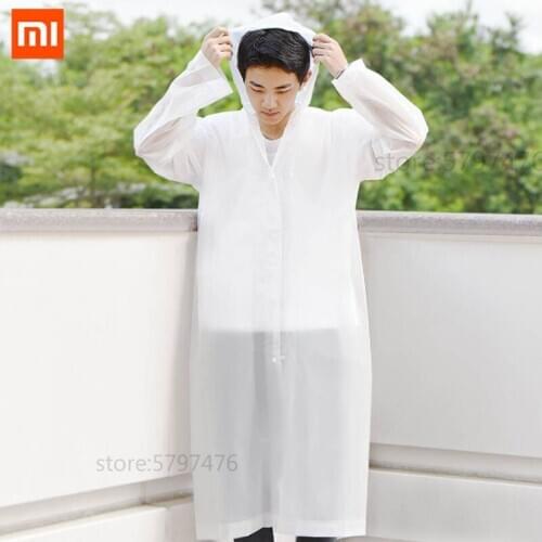 Xiaomi Qualitell Raincoat Men Women Outdoor Travel Foldable Windproof Transparent Rainwear Hooded Ponchos Plastic Rain Cover