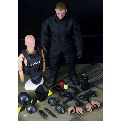 Action Figure Military Model Toys 1/6 Scale SWAT Black Military Uniform Army Combat Game Toys Soldier Set for gift Collection