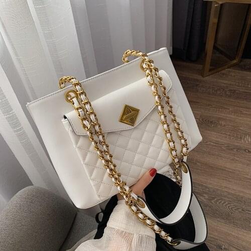 Elegant Female Casual Tote Bag 2021 Fashion New Quality PU Leather Womens Designer Handbag Lingge Chain Shoulder Messenger Bag