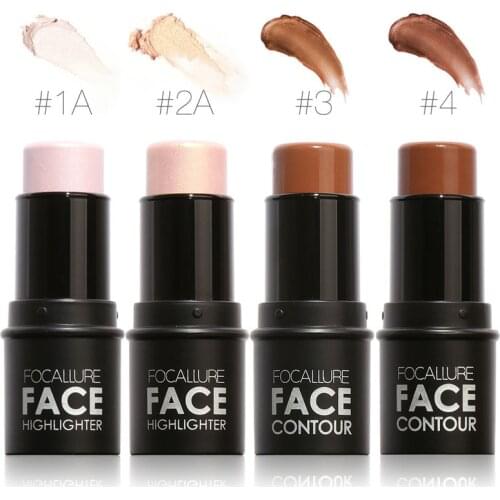 FOCALLURE Highlighter Stick All Over Shimmer Bronzers Powder Creamy Texture Waterproof Silver Light Long-lasti Face Makeup TSLM2