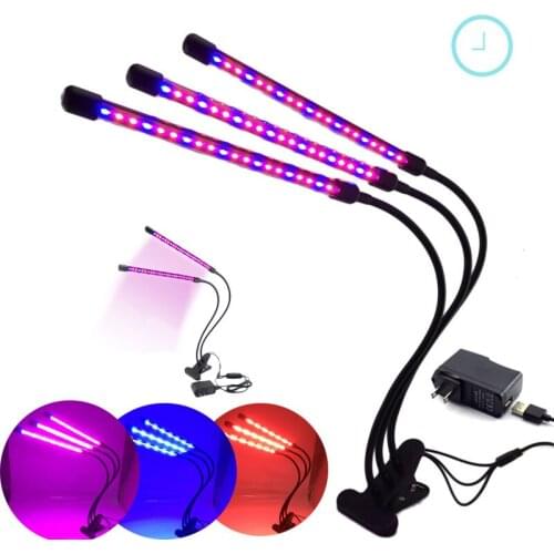 Indooor 3-HEAD LED Plant Grow Lights house lighting for greenhouse Flower planter growing Lamp Phyto USB timing Controller