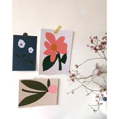 INS Paper Card Hand Painted Flower Wall Decor Photography Background Photo Studio Backdrops Props Bedroom Decor 3pcs/set