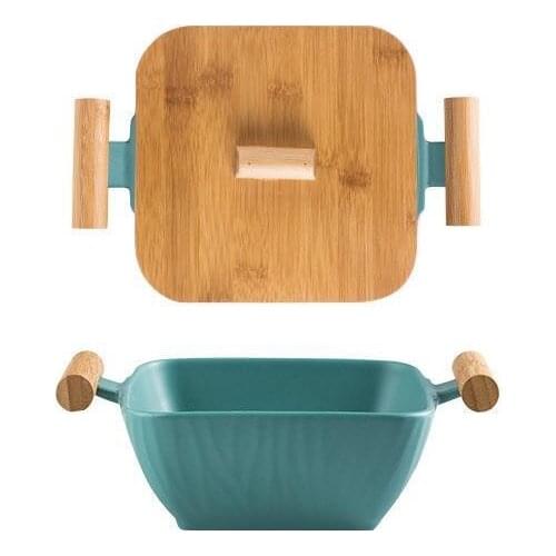 Nordic Ceramic Fruit Plate Kitchen Supplies Household Salad Fruit Plate with Lid Deep Bowl Restaurant Decorative Tableware