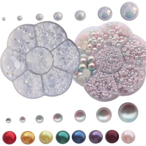 1500pcs 5 mm semicircle imitation pearl half surface color box DIY accessories beads 307