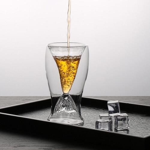 80ml Creative Mermaid Glasses Fish Tail Wine Glass Double Layer Beer Whiskey Cocktail Mermaid Mugs for Funny Shot Glass Mug Cup