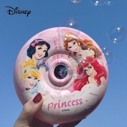 Disney Princess Cute Donuts Bubble Machine Mickey Mouse Bubble Machine Automatic with Light and Music Outdoor Toys for Kids